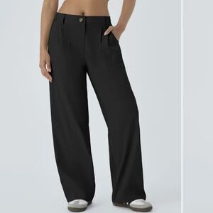 Mid Rise Button Zipper Side Pocket Straight Leg Casual Pants L